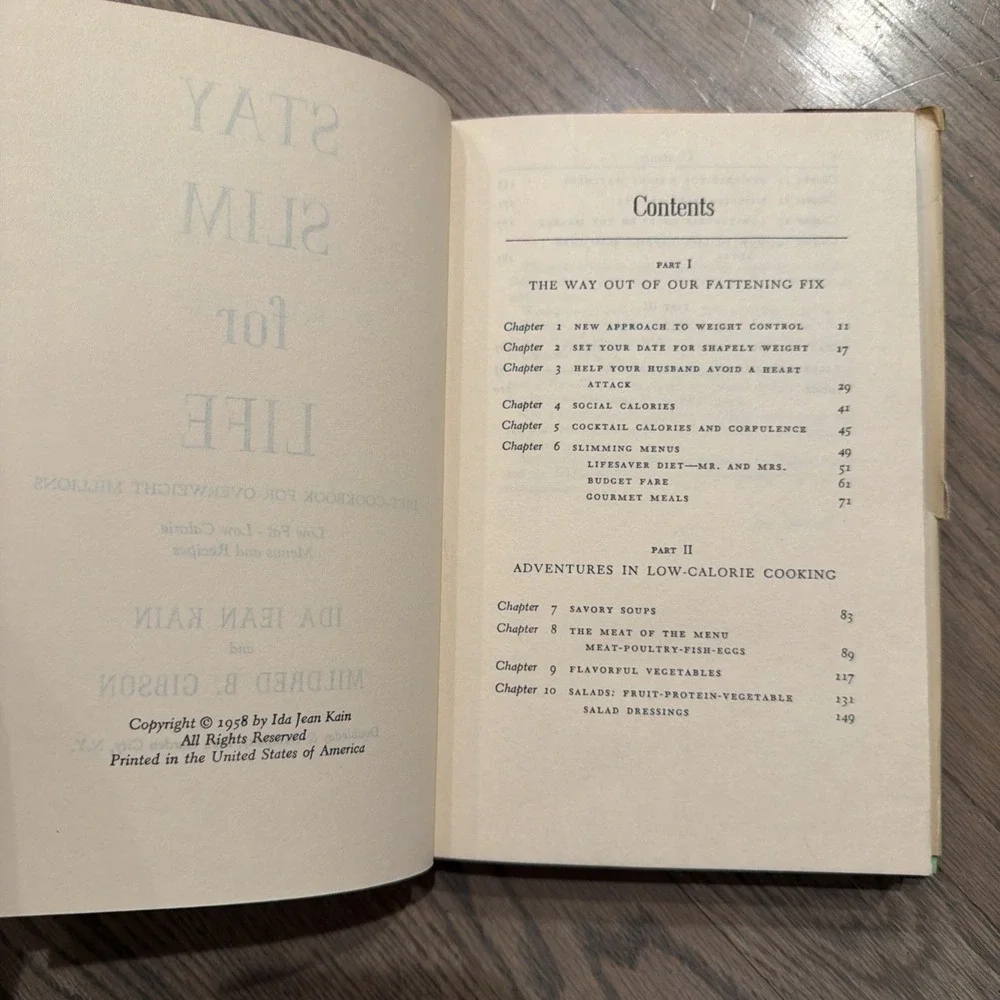 Vtg MCM Stay Slim For Life Diet Cookbook by Ida Jean Kain & Mildred Gibson 1958